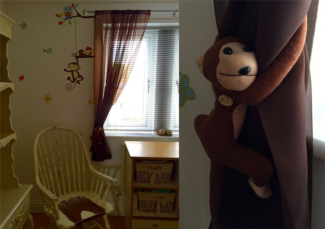 monkey curtain tie backs